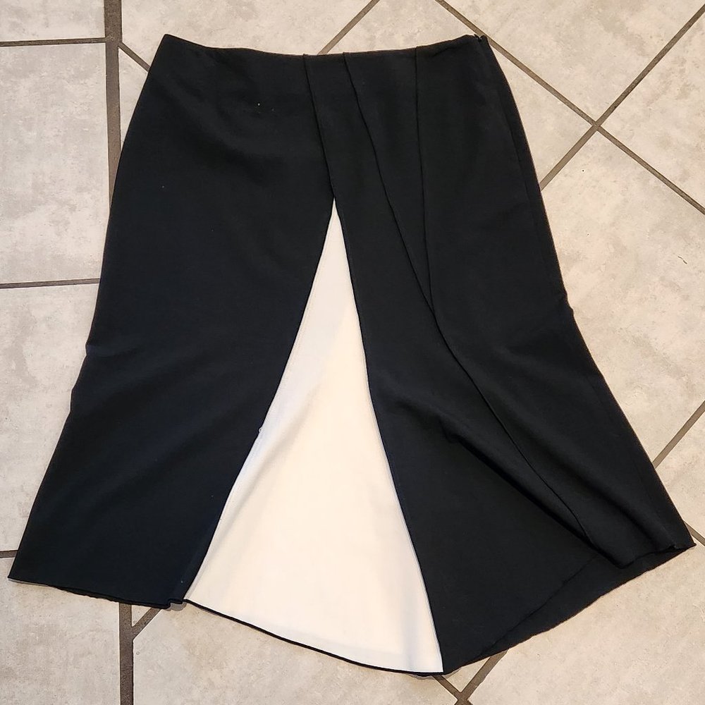 .Black and White Colorblock Asymmetrical Skirt from The Limited